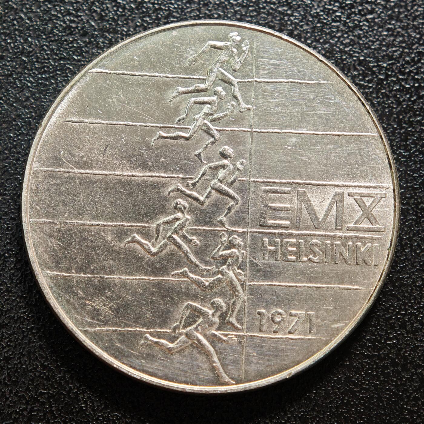 【德藏】世界币章拍卖第155期（拍品征集中~欢迎藏友联系） 1971年 芬兰欧洲田径锦标赛10马克纪念银币 直径约：34.8mm；重约：24.2g