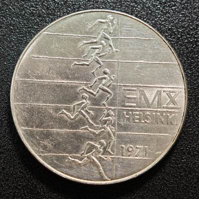 【德藏】世界币章拍卖第155期（拍品征集中~欢迎藏友联系） - 1971年 芬兰欧洲田径锦标赛10马克纪念银币 直径约：34.8mm；重约：24.2g