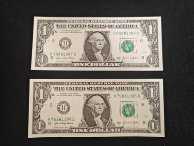 美国纸币 1美元 2021年 H区 全新UNC 单价 - 美国纸币 1美元 2021年 H区 全新UNC 单价