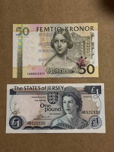 【礼羽收藏】🌏世界钱币拍卖第113期 - 夜莺泽西美女钞两张无4.7unc品相