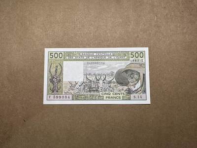 【礼羽收藏】🌏世界钱币拍卖第113期 - 1985年西非共同体500法郎T599334，全新UNC，品相如图