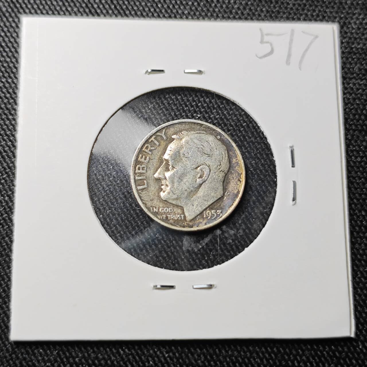 KK钱币收藏小铺 （套币 好品/批量散币 银币）专场  2月预留时间 周末发货  1955美国10分银币 