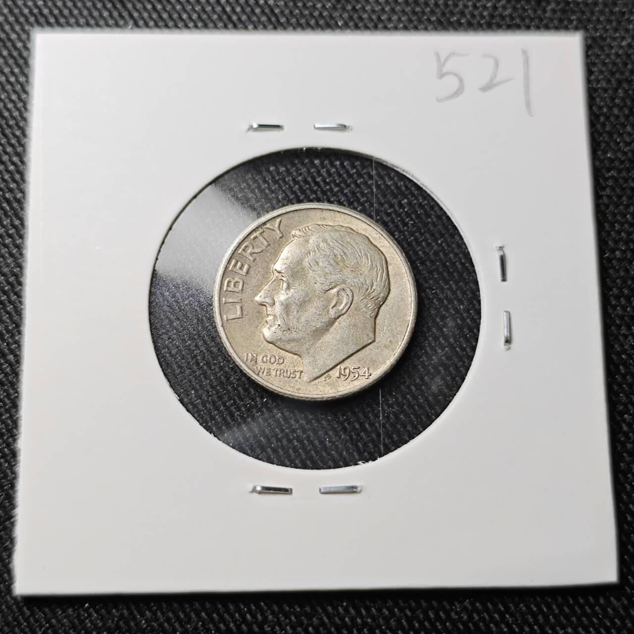 KK钱币收藏小铺 （套币 好品/批量散币 银币）专场  2月预留时间 周末发货  1954美国10分银币