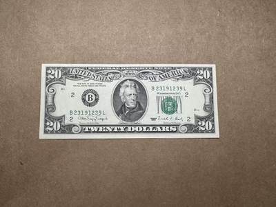 【礼羽收藏】🌏世界钱币拍卖第113期 - 1990年美国20元B23191239L，无47，全新UNC，品相如图