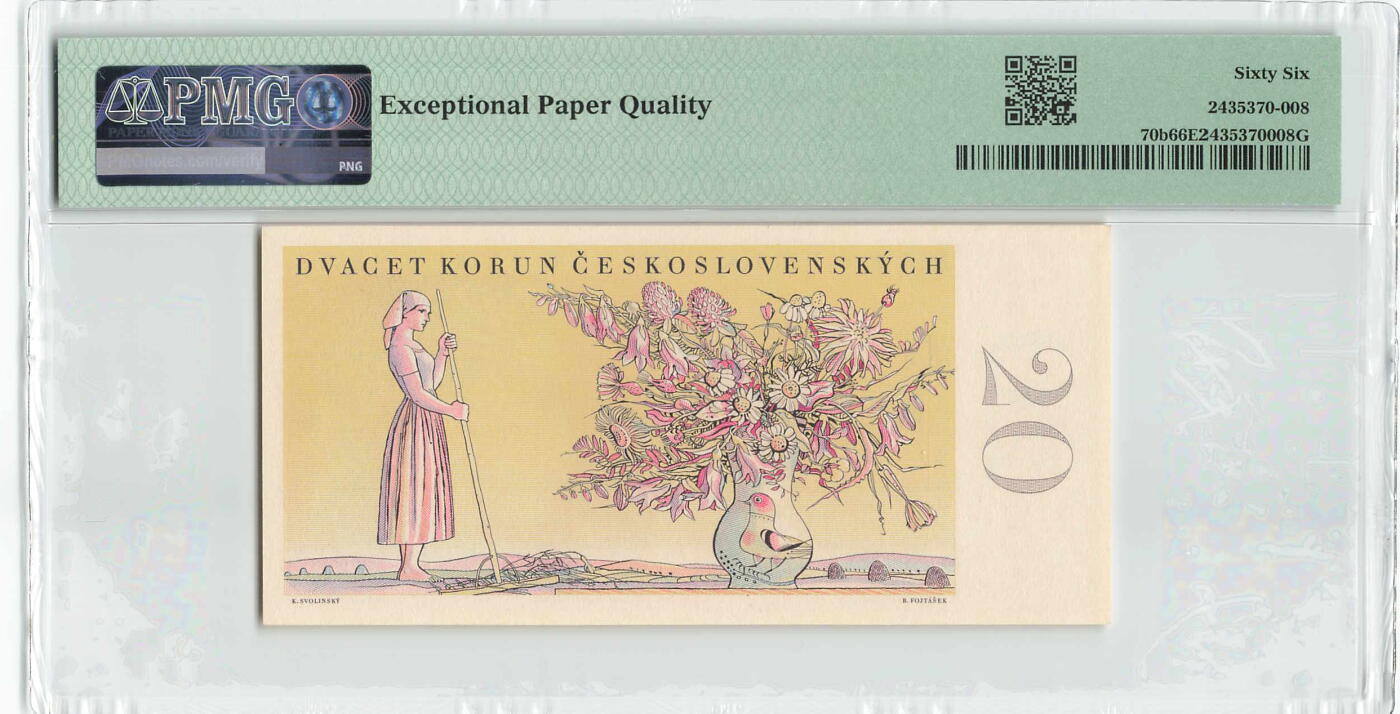 小福收藏拍卖第196期 评级币精选场 本期有68分倒置号布隆迪世界最大纸币 泰国69年10铢纪念钞0A冠百位倒置号  文莱06年500吉令特首年首冠 丹麦经典大松鼠 俄罗斯 玻利维亚 东加勒比 亚美尼亚等多国精美高分珍稀老钞精品纸币 捷克斯洛伐克 1949年 20克朗 花环少女 少见实票 无47 PMG66 EPQ 季军分