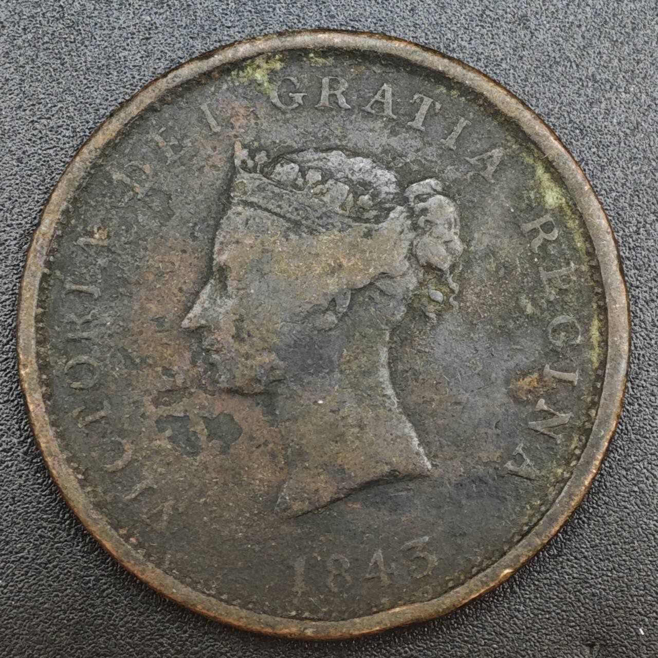 【淘币小摊】实时拍第八百一十拍   散币场   满百包邮可预留二周 每周一统一发货   新布伦瑞克1843年帆船一便士铜币代币