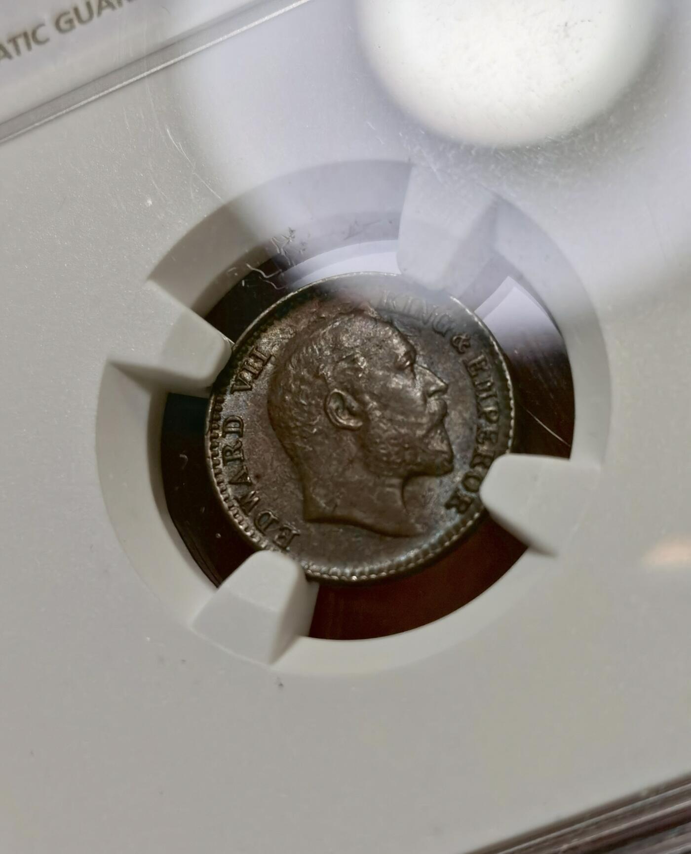 甄臻铺-世界币章拍卖（第40期）送拍享返佣金等优惠多多 NGC-MS61BN 英属印度1907 1/12安娜铜币，外拍很贵的小毫子，状态非常好，低评