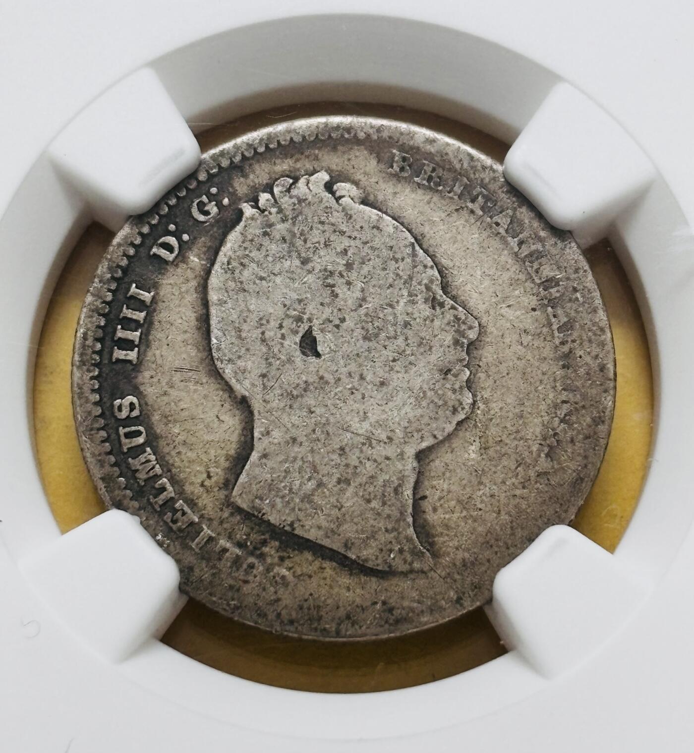 文馨钱币收藏第 283 场，【大雪鉴珍，寒英缀金】金银纪念币精品场，诚邀您的参与【长期接代拍品】 1836 年英国威廉四世 1 先令银币，关门版 NGC 评级 G4