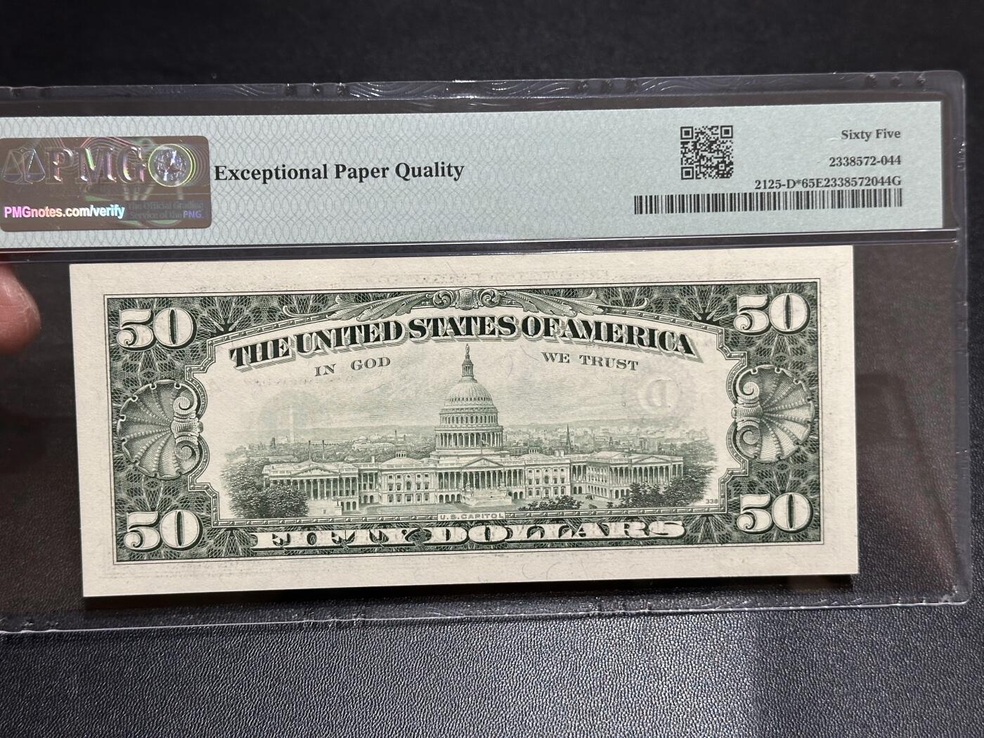 《外钞收藏家》第五百八十八期（优质场）（本平台长期征集拍品、欢迎藏友们联系合作） 1993年美国小头版50美元 PMG65 尾51 补号