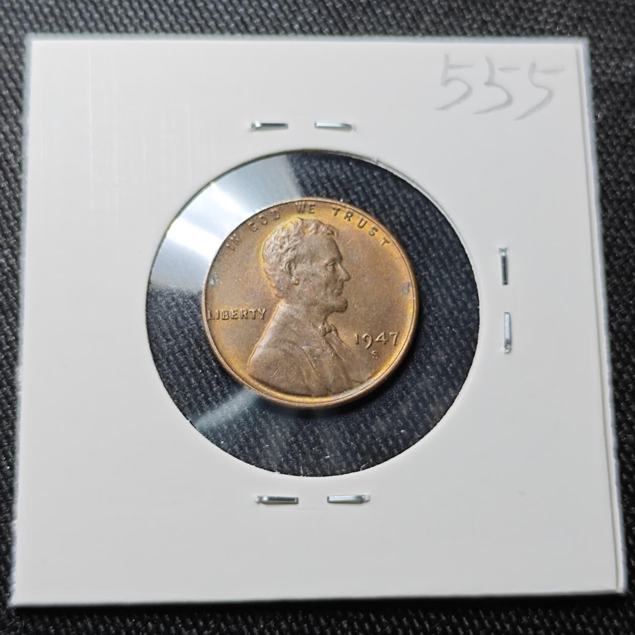 KK钱币收藏小铺 （套币 好品/批量散币 银币）专场  2月预留时间 周末发货   1947美国麦穗一分铜币 S厂 好品