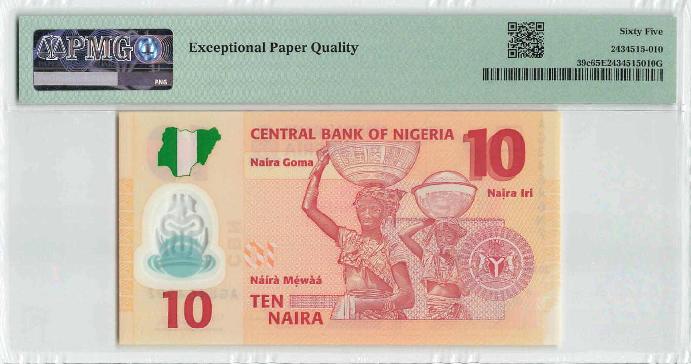 小福收藏拍卖第196期 评级币精选场 本期有68分倒置号布隆迪世界最大纸币 泰国69年10铢纪念钞0A冠百位倒置号  文莱06年500吉令特首年首冠 丹麦经典大松鼠 俄罗斯 玻利维亚 东加勒比 亚美尼亚等多国精美高分珍稀老钞精品纸币 尼日利亚 2011年 10奈拉 塑料钞 号码印刷错误 有PMG标注认证 PMG65 EPQ 季军分