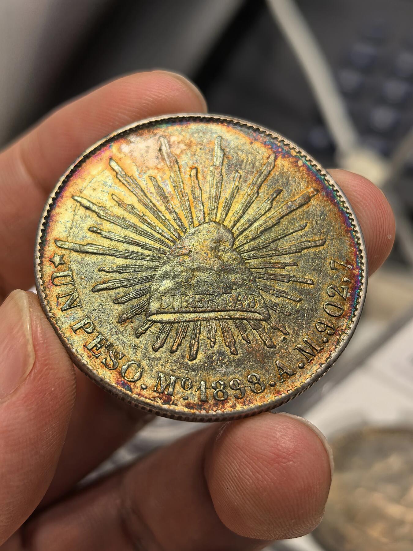 博洋堂世界钱币拍卖第149期（全场包邮） 墨西哥1898MO AM直边鹰洋 少见原铸 五彩