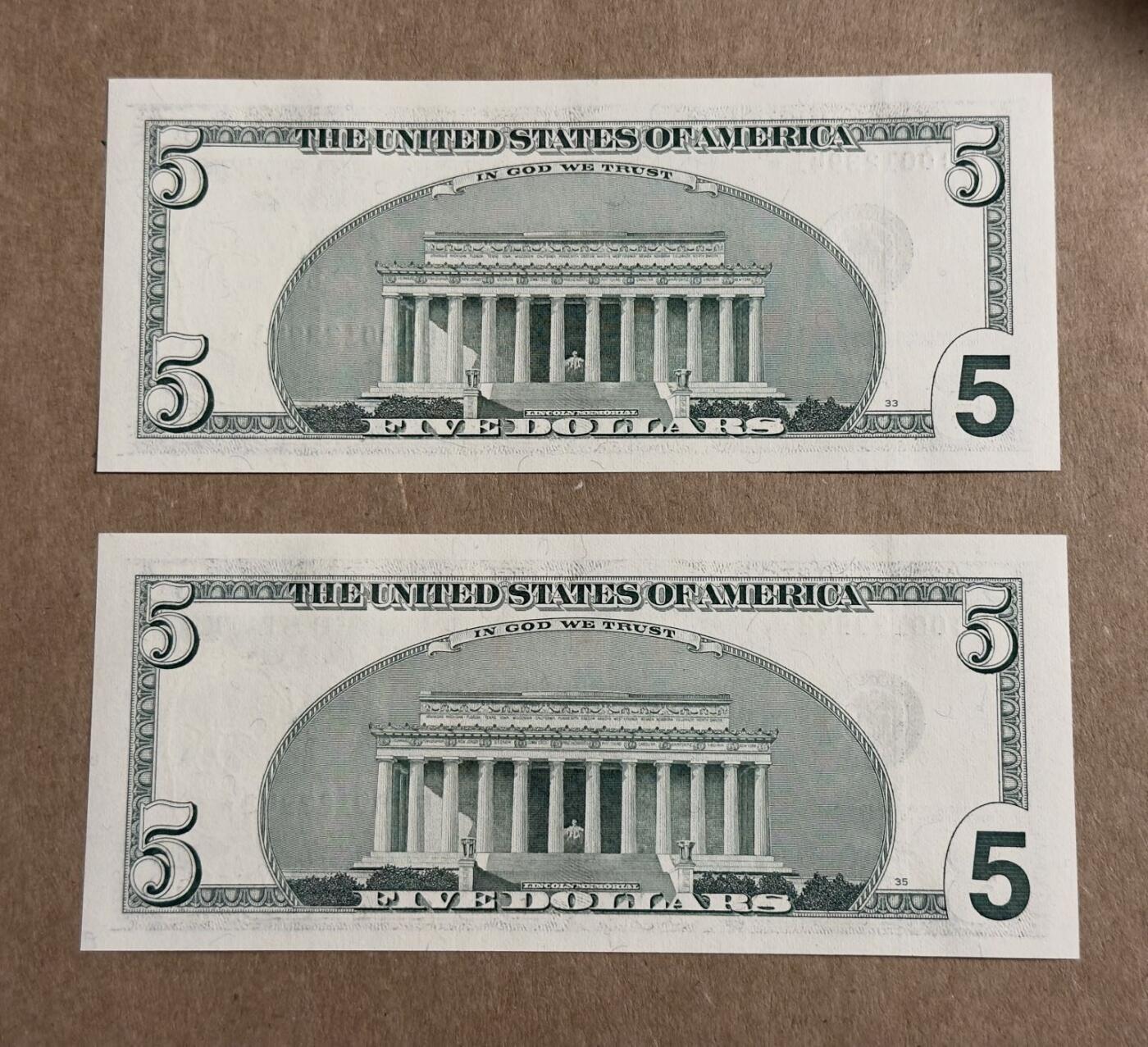 【礼羽收藏】🌏世界钱币拍卖第113期 03年大头5美元补号两张连号unc品相