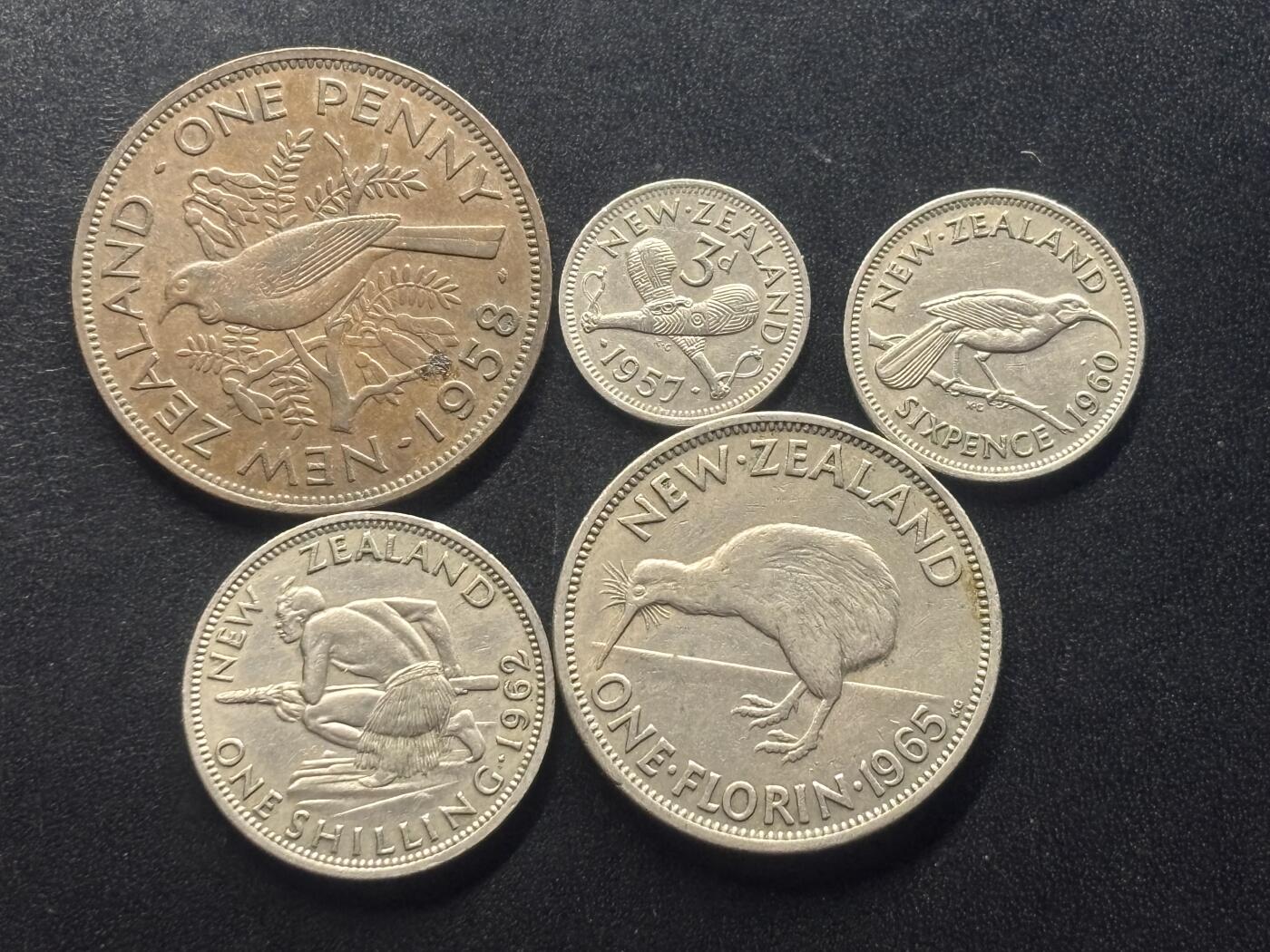 邮泉阁限时拍卖第三十七场 英国殖民地、属地硬币专场（硬币在国外。请付邮费6元。） 新西兰便士版5枚