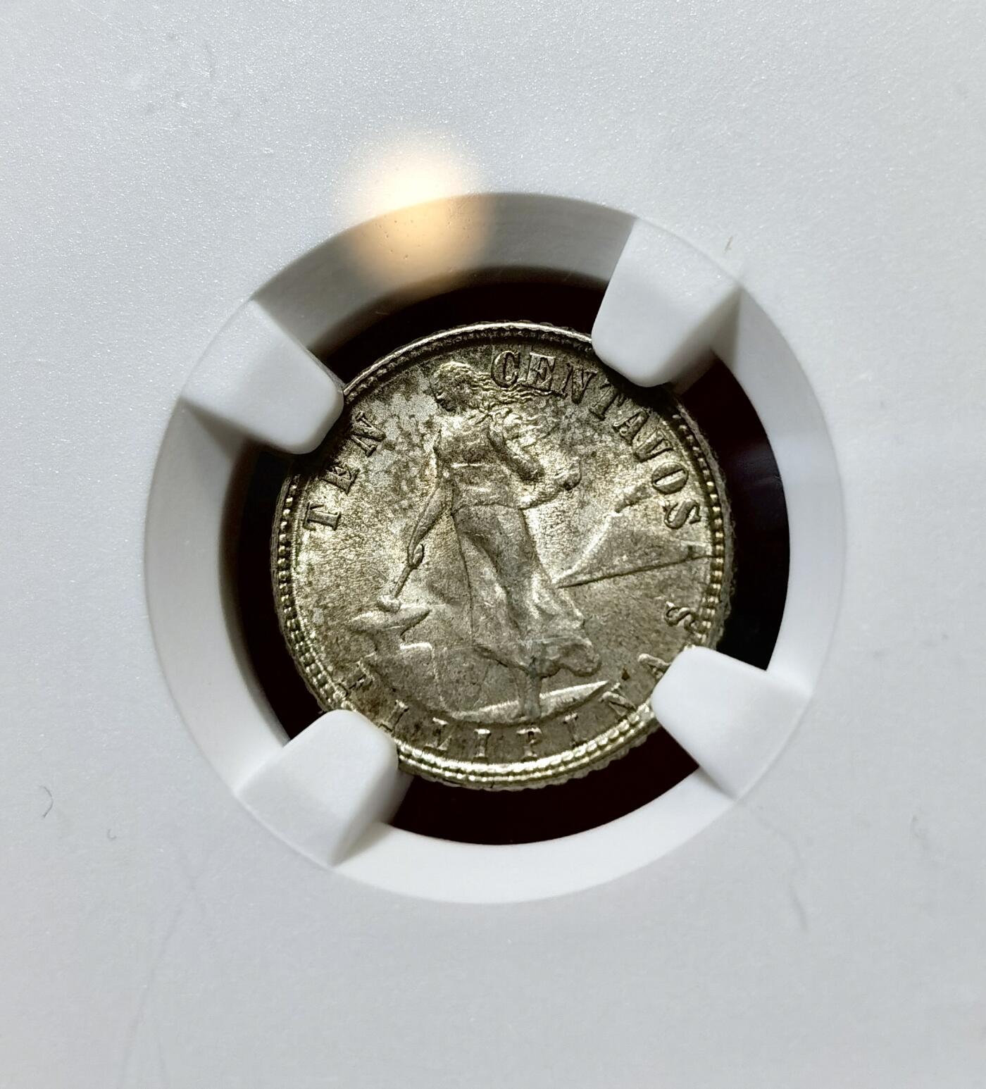 甄臻铺-世界币章拍卖（第40期）送拍享返佣金等优惠多多 NGC-MS64 美属菲律宾1945年10分银币，包浆好状态，漂亮的美品