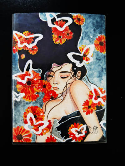 琦卡当当铺≯第23期★★回馈活动~买卖全部0佣金★★~【9点40结束】扫码加群抽[包邮券]~周六结束 - 江南绘手【精品手绘卡】-万榴-蝴蝶梦-江南绘-1张（画面很漂亮）