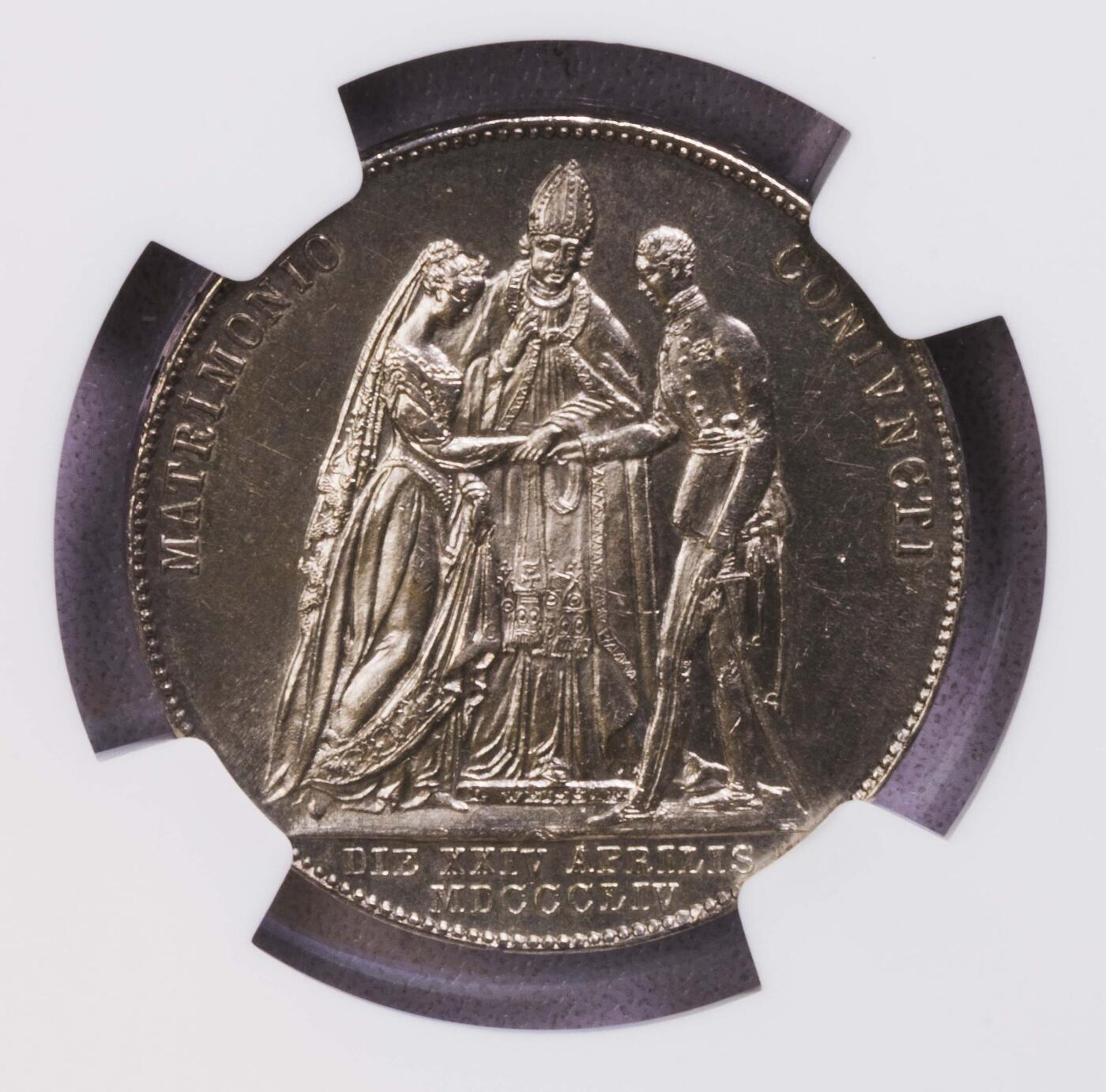 NGC-MS61 1854奥地利茜茜公主1盾结婚纪念银币