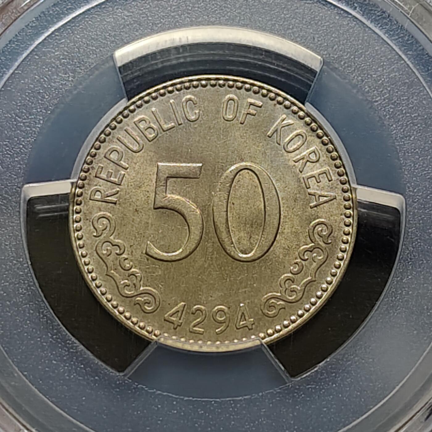 【全场包邮】纯粹捡漏拍481场（免费代拍第18场） 韩国1961年独立首版龟船50元-PCGS MS63