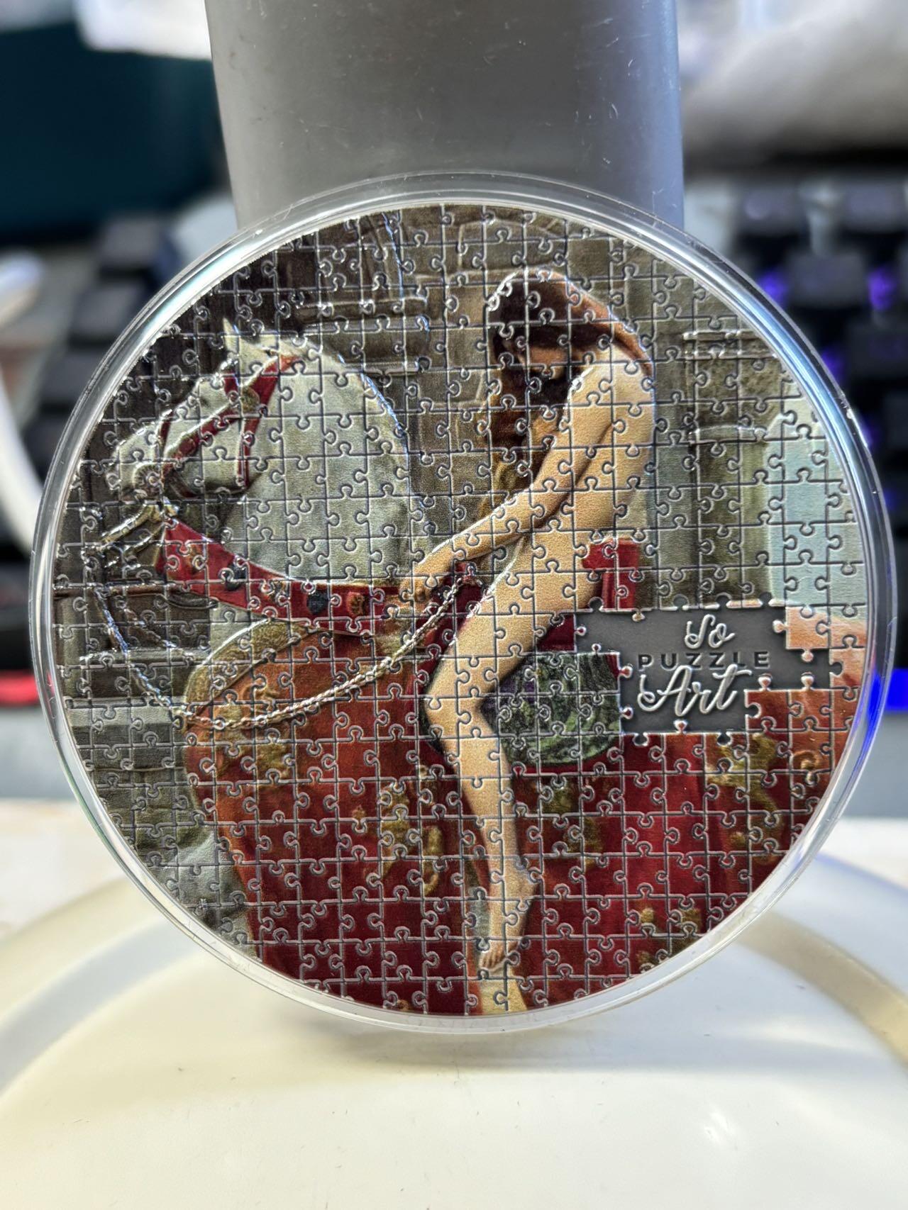 第183期拍卖 喀麦隆2020年背上的Godiva夫人拼图3盎司纪念银币，999银，可以当摆件，发行340枚