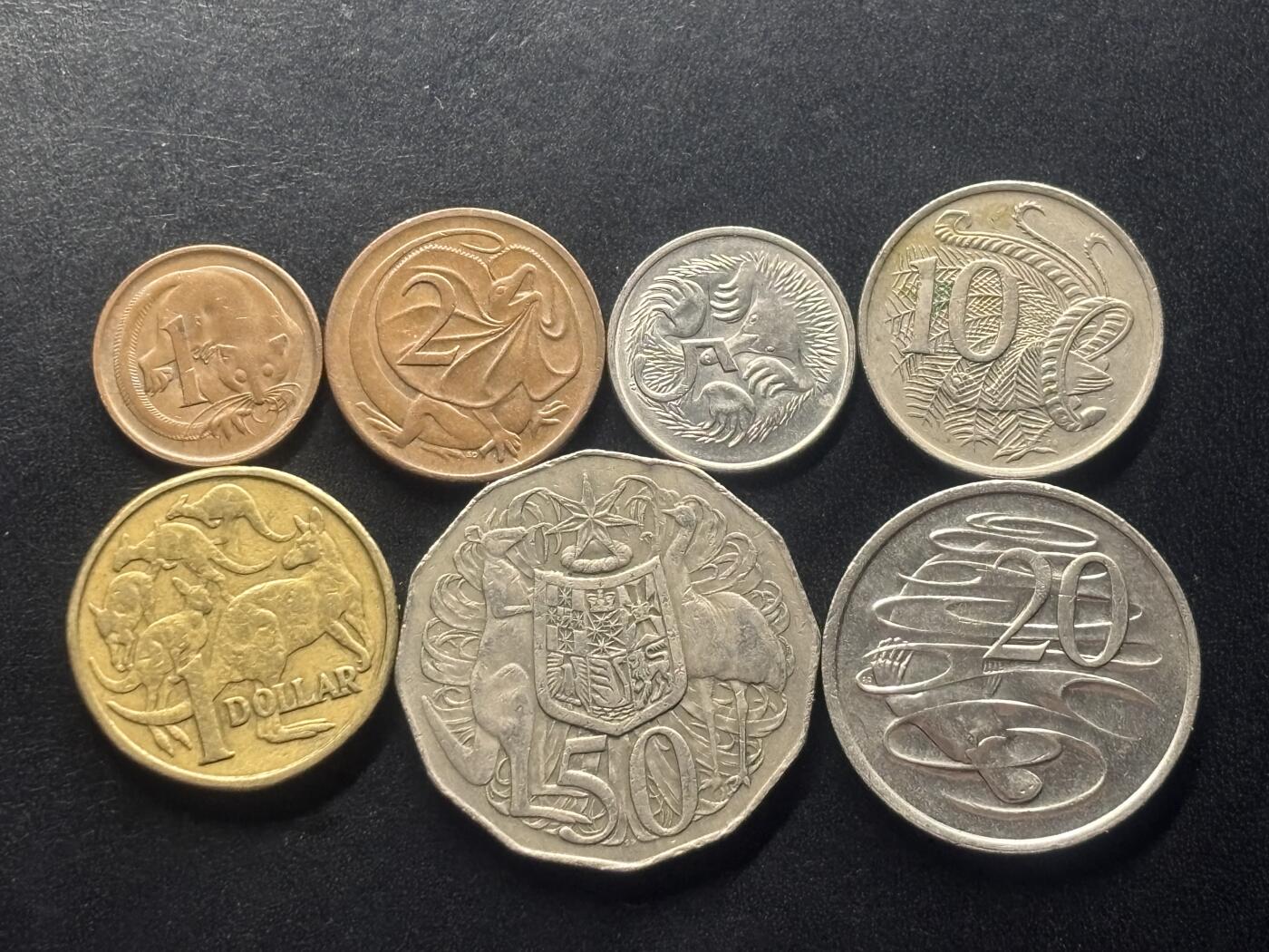 邮泉阁限时拍卖第三十七场 英国殖民地、属地硬币专场（硬币在国外。请付邮费6元。） 澳大利亚青年版7枚