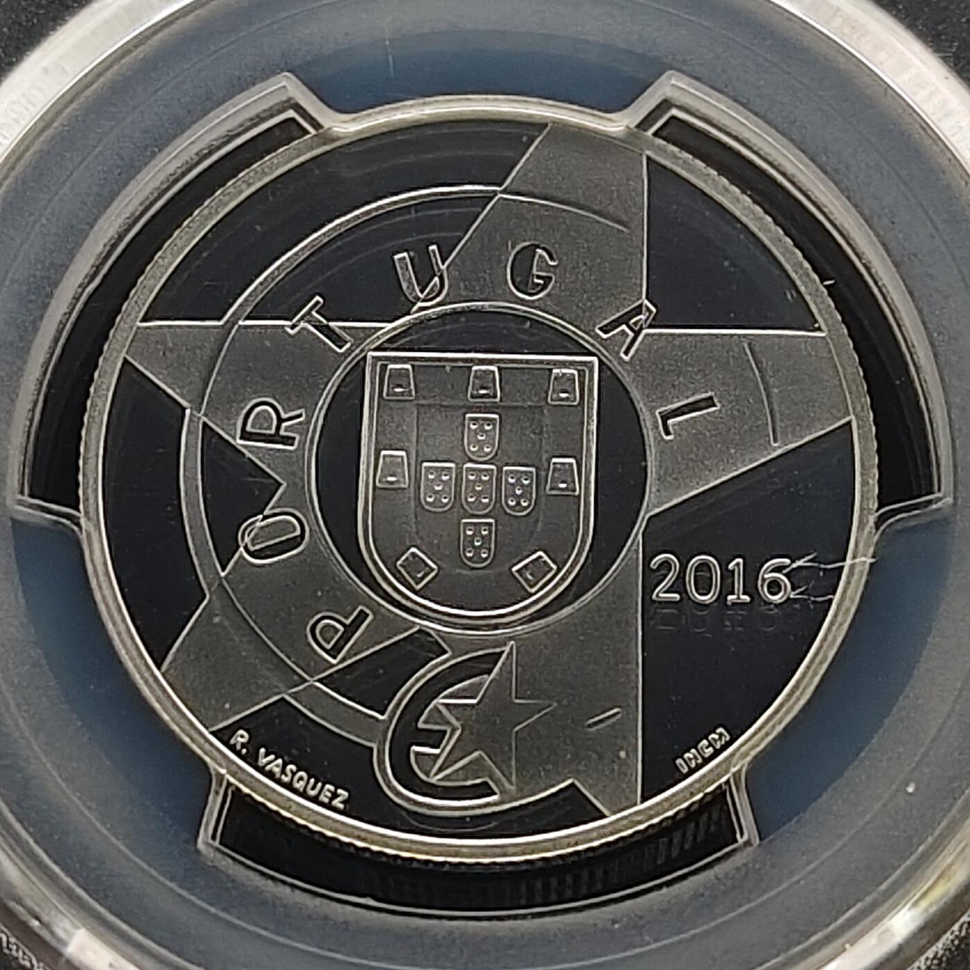 【全场包邮】纯粹捡漏拍481场（免费代拍第18场） 【少见】葡萄牙2016年5欧元现代主义精制纪念银币-量7500-PCGS PR69 DCAM