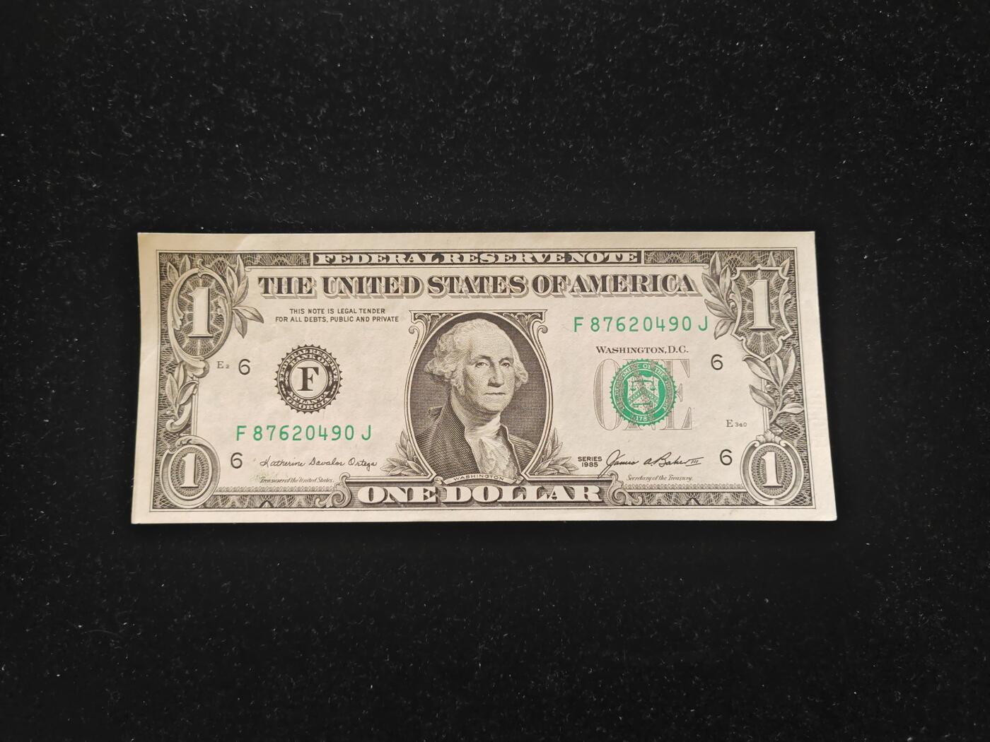美国纸币 1985年 1美元 F区 非全新好品