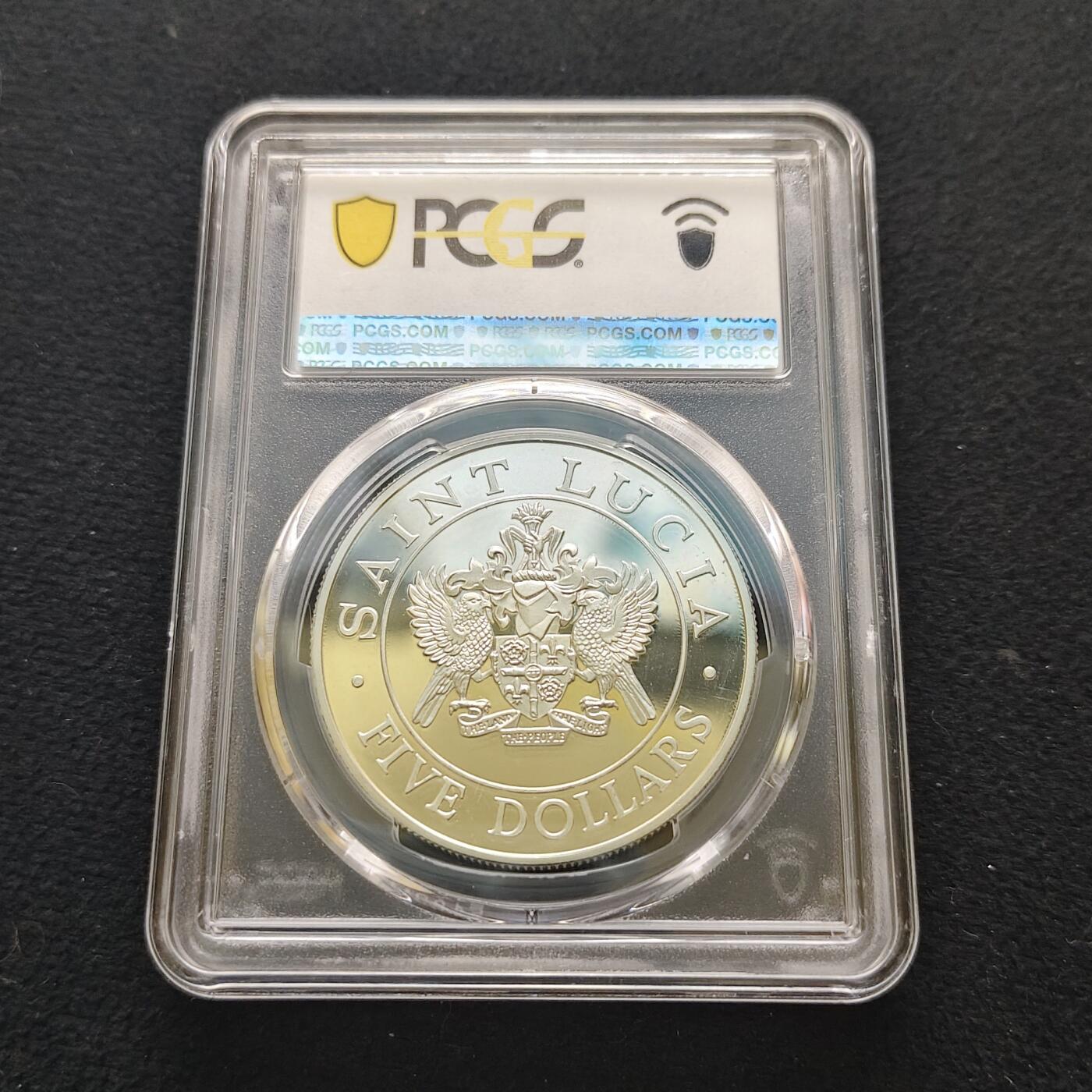 【全场包邮】纯粹捡漏拍481场（免费代拍第18场） 【稀少】圣卢西亚1986年5元教皇访问精制纪念银币-量2120-PCGS PR68 DCAM