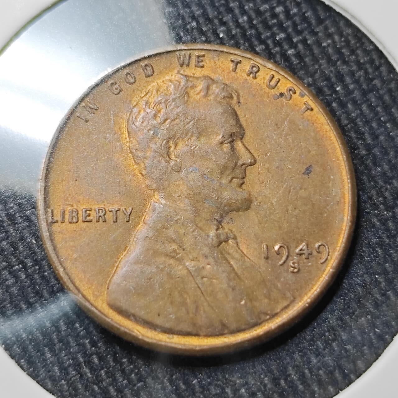 KK钱币收藏小铺 （套币 好品/批量散币 银币）专场  2月预留时间 周末发货   1949美国麦穗一分铜币 S厂 好品