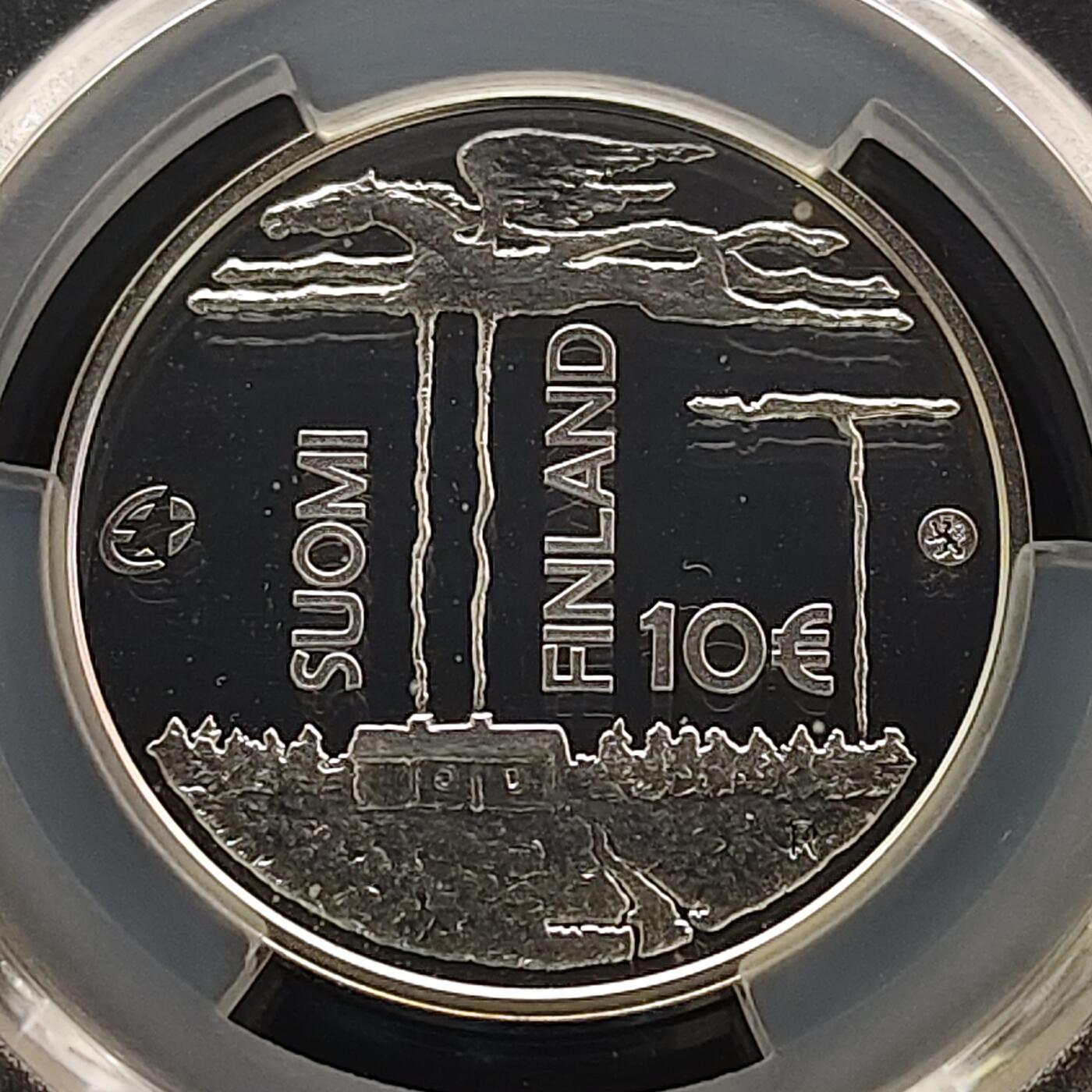 【全场包邮】纯粹捡漏拍481场（免费代拍第18场） 芬兰2013年10欧元诺贝尔文学奖获得者弗兰斯·埃米尔·西兰帕精制纪念银币-PCGS MS67