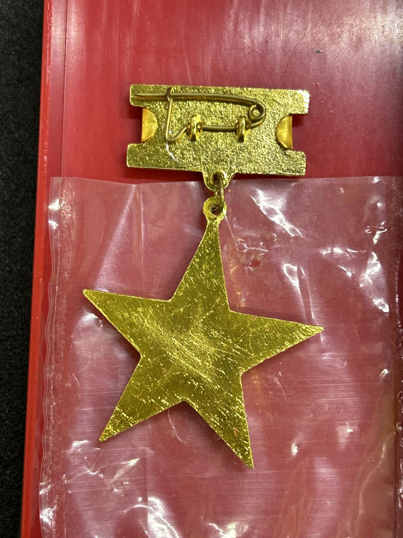 西秦中古拍卖第六十七期 越南英雄母亲勋章 母亲金星章 第一版带原盒 1994年9月10日设立，英雄越南母亲是越南国家授予或追授的荣誉称号，表彰那些为民族解放事业、保卫祖国和履行国际义务做出贡献和牺牲的越南妇女。因为她们的丈夫或者孩子都是战争伤残人员和烈士。