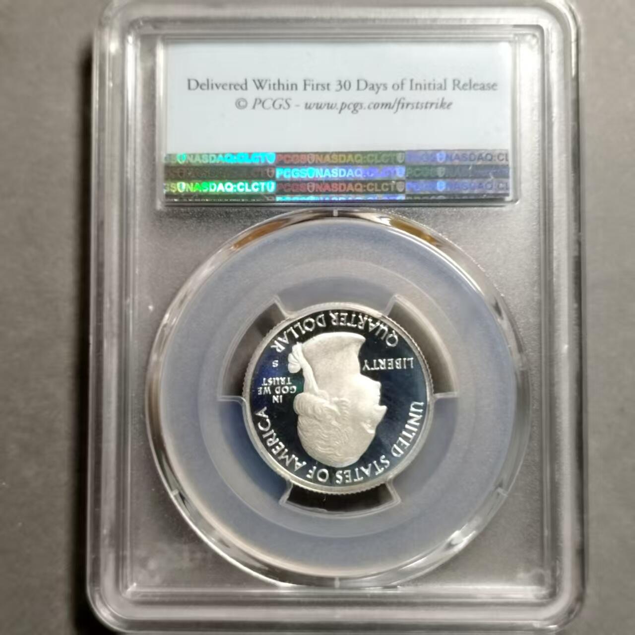 长老汇蛇年精选第七十九场拍卖 2017美国埃利斯岛（新泽西）25分公园币精制银币，PCGS PR69DCAM，初打标签