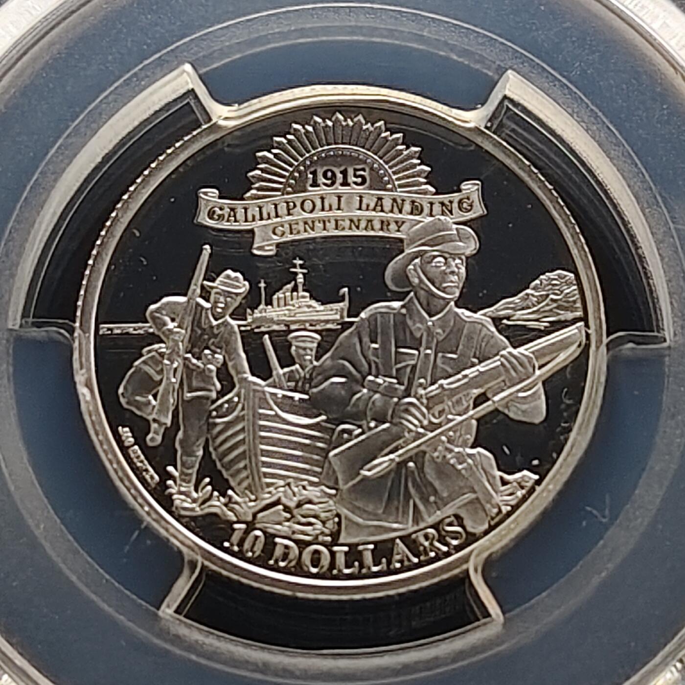 【全场包邮】纯粹捡漏拍481场（免费代拍第18场） 基里巴斯2015年10元铭记一战系列加里波利登陆精制纪念银币-PCGS PR69 DCAM