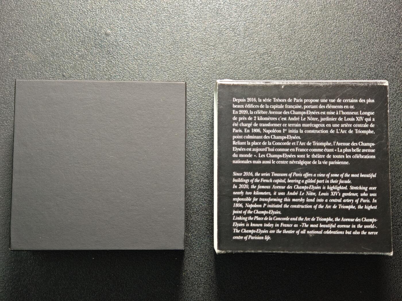 【德藏】世界币章拍卖第155期（拍品征集中~欢迎藏友联系） 2020年 法国香榭丽舍大街10欧元纪念银币 原盒 带证书  直径约：37mm；重约：22.2g