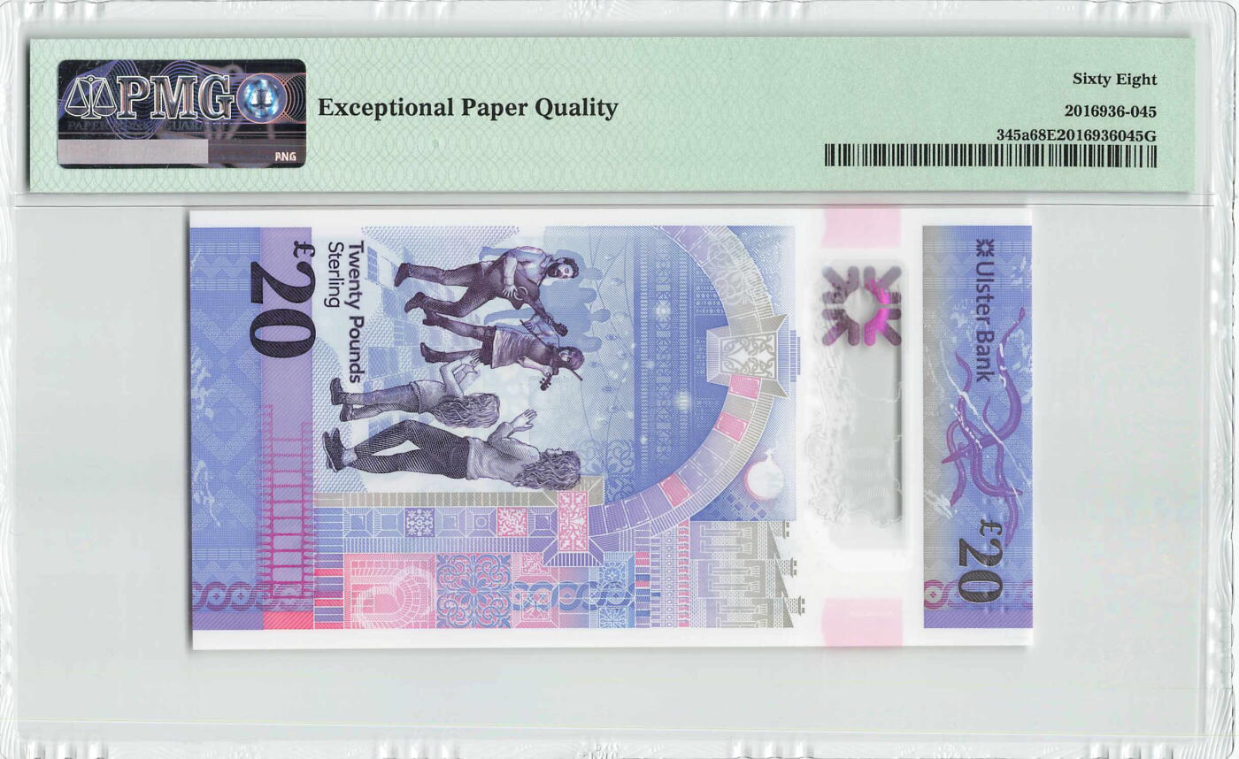 小福收藏拍卖第196期 评级币精选场 本期有68分倒置号布隆迪世界最大纸币 泰国69年10铢纪念钞0A冠百位倒置号  文莱06年500吉令特首年首冠 丹麦经典大松鼠 俄罗斯 玻利维亚 东加勒比 亚美尼亚等多国精美高分珍稀老钞精品纸币 北爱尔兰 2019年 20镑 塑料钞 AA冠 无47 PMG68 EPQ 季军分