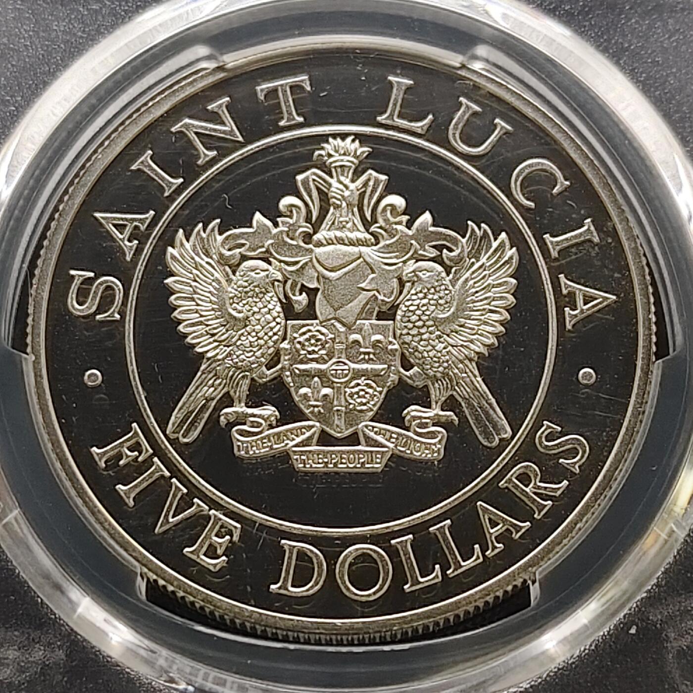 【全场包邮】纯粹捡漏拍481场（免费代拍第18场） 【稀少】圣卢西亚1986年5元教皇访问精制纪念银币-量2120-PCGS PR68 DCAM