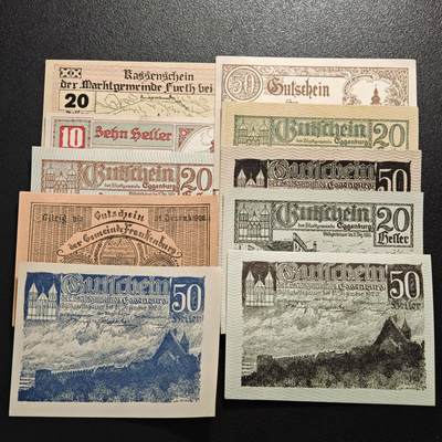 【德藏】世界币章拍卖第155期（拍品征集中~欢迎藏友联系） - 10张一组 德国紧急时期纸币