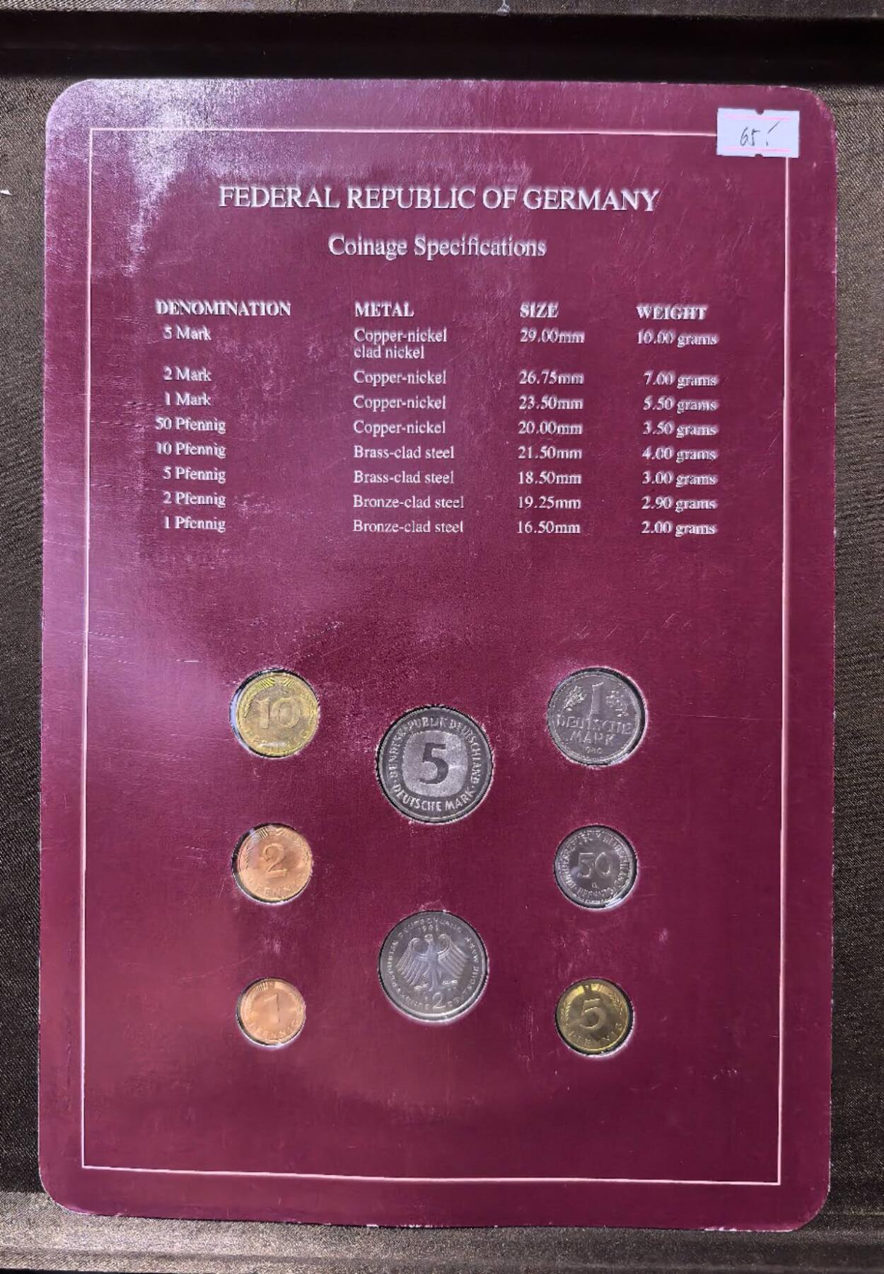 北京马甸外国币专卖第147期，外国币专场，陆续上拍，欢迎关注 福兰克林卡装：德国套币