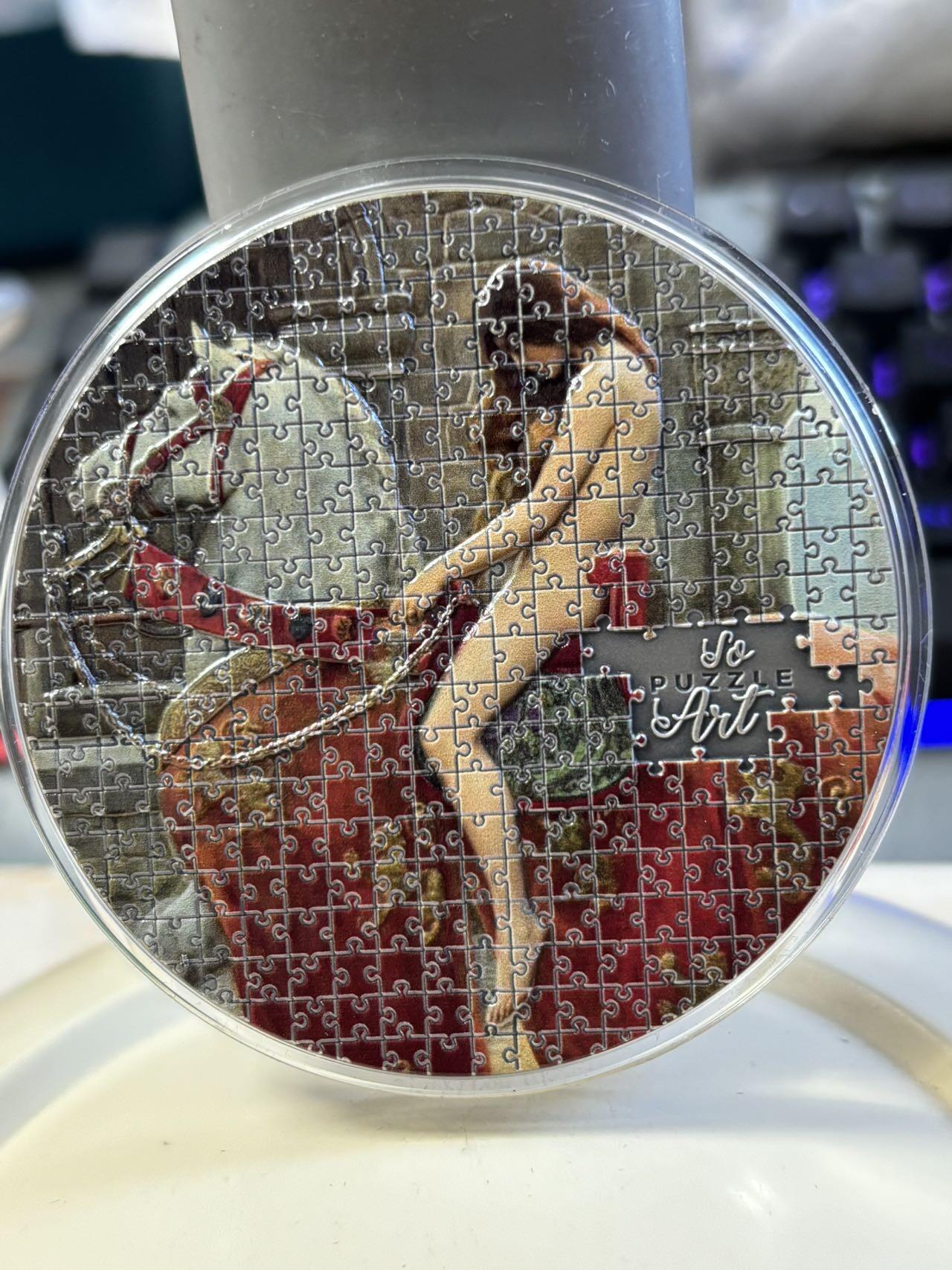 第183期拍卖 喀麦隆2020年背上的Godiva夫人拼图3盎司纪念银币，999银，可以当摆件，发行340枚