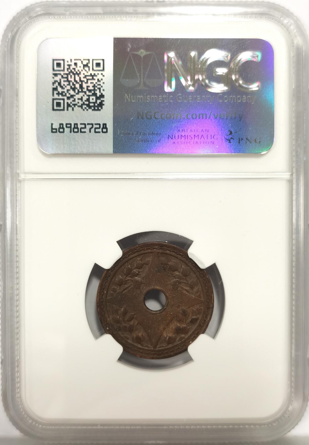 博洋堂世界钱币拍卖第149期（全场包邮） NGC XF 民国五年（1916）中孔五厘铜币，远比壹分要少