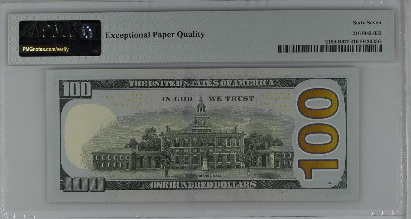 【礼羽收藏】🌏世界钱币拍卖第113期 2017A年 100美元 狮子尾号8888 号码无4 高分PMG67EPQ