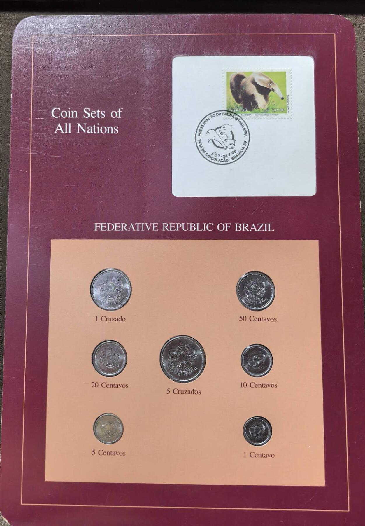 北京马甸外国币专卖第147期，外国币专场，陆续上拍，欢迎关注 福兰克林卡装：巴西国徽版套币