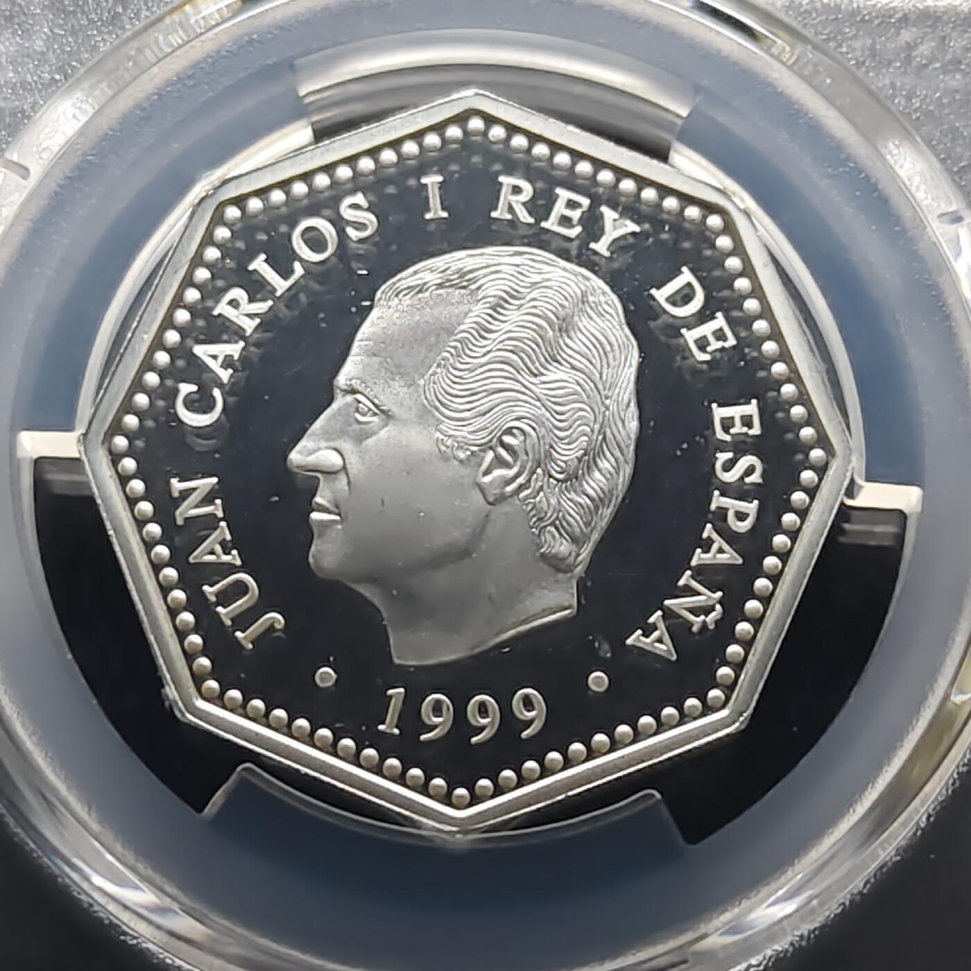 【全场包邮】纯粹捡漏拍481场（免费代拍第18场） 西班牙1999年1500比塞塔千禧年精制纪念银币-PCGS PR67 DCAM