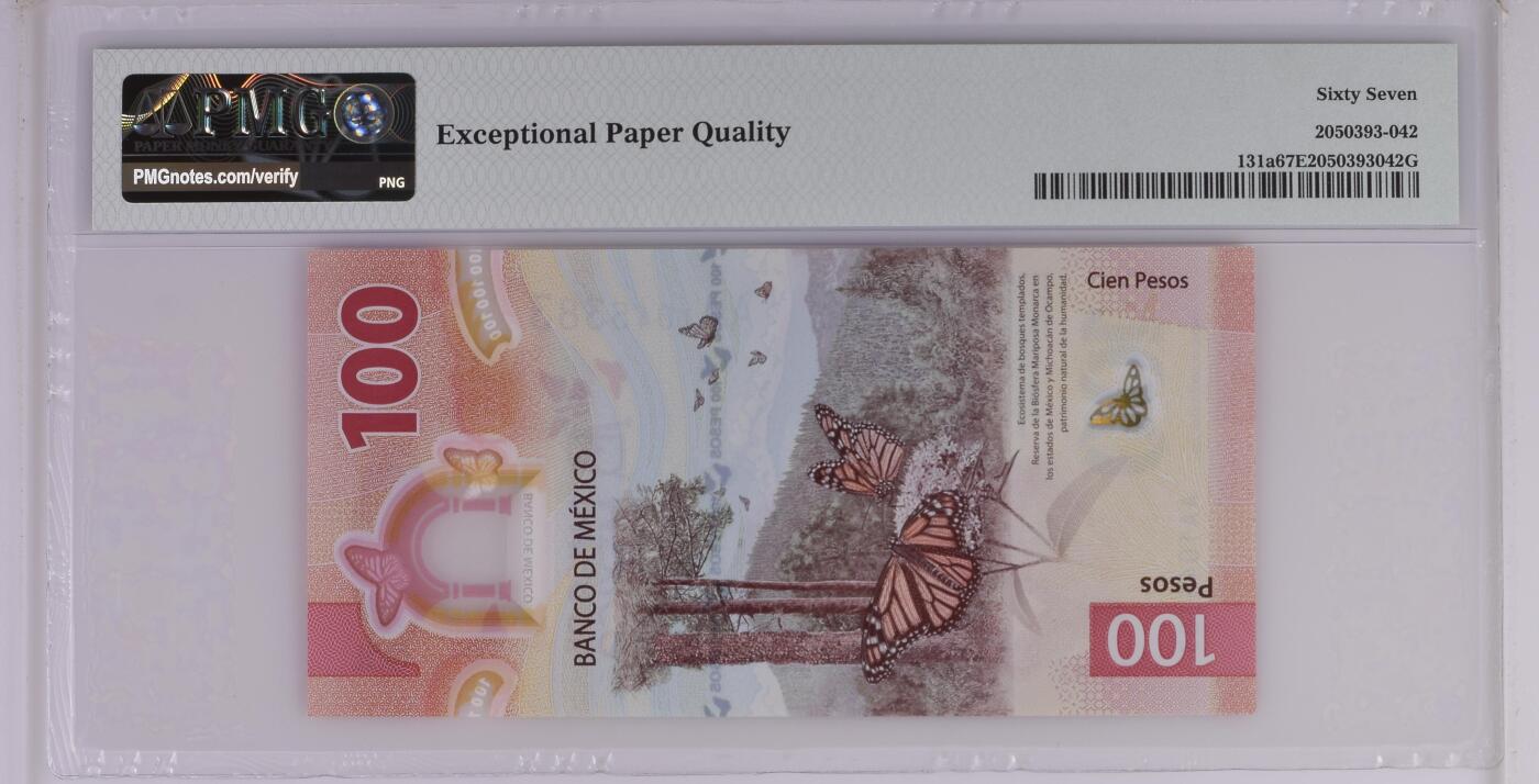【礼羽收藏】🌏世界钱币拍卖第113期 墨西哥 获奖钞 50+100比索 双PMG67EPQ 双AA冠首发