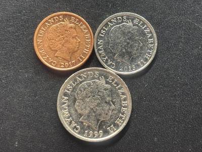 邮泉阁限时拍卖第三十七场 英国殖民地、属地硬币专场（硬币在国外。请付邮费6元。） - 开曼群岛老年版3枚