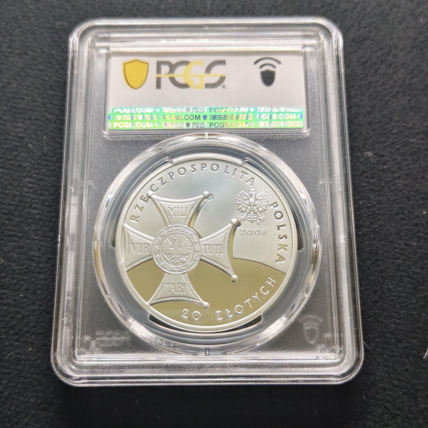 【全场包邮】纯粹捡漏拍481场（免费代拍第18场） 波兰2008年20兹洛提独立90周年克朗型精制纪念银币-PCGS PR69 DCAM