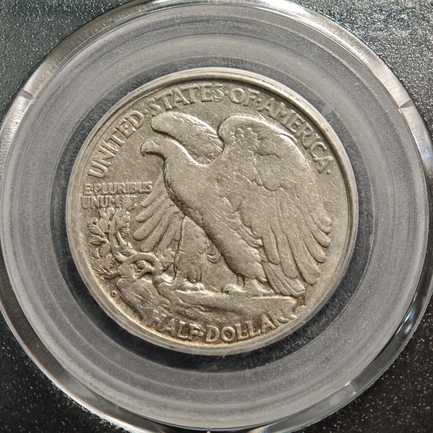 【德藏】世界币章拍卖第155期（拍品征集中~欢迎藏友联系） 1935年 美国行走女神半圆银币 公博 AU53 状态安逸