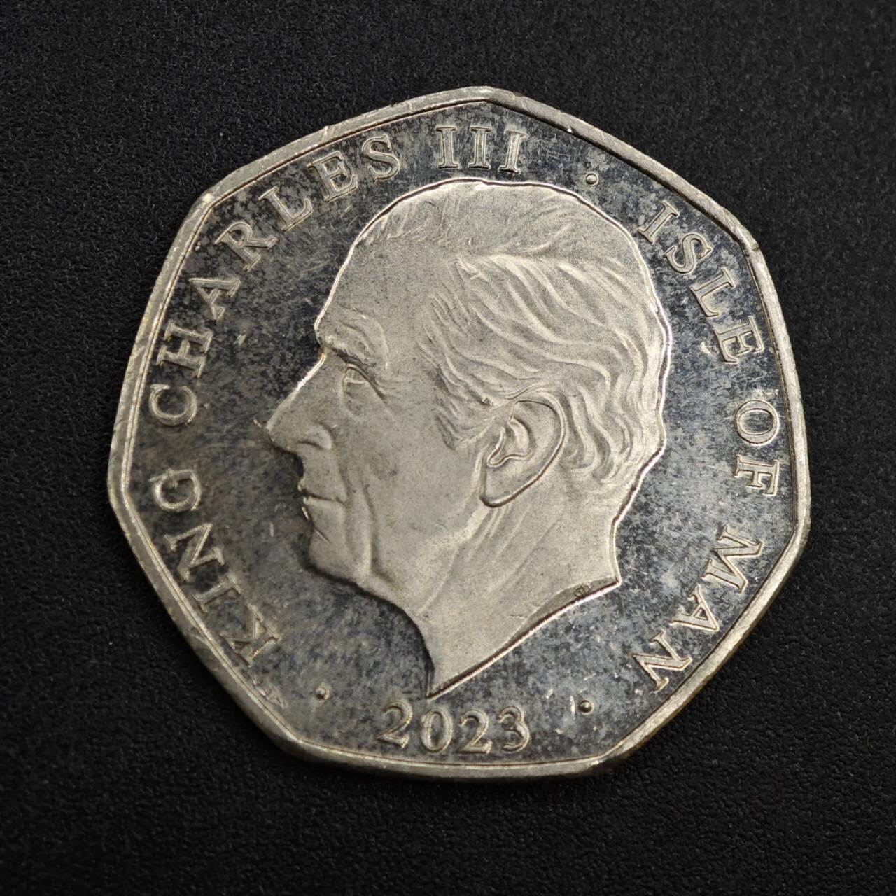 【淘币小摊】实时拍第八百一十拍   散币场   满百包邮可预留二周 每周一统一发货   马恩岛2023面查尔斯三世50便士纪念币