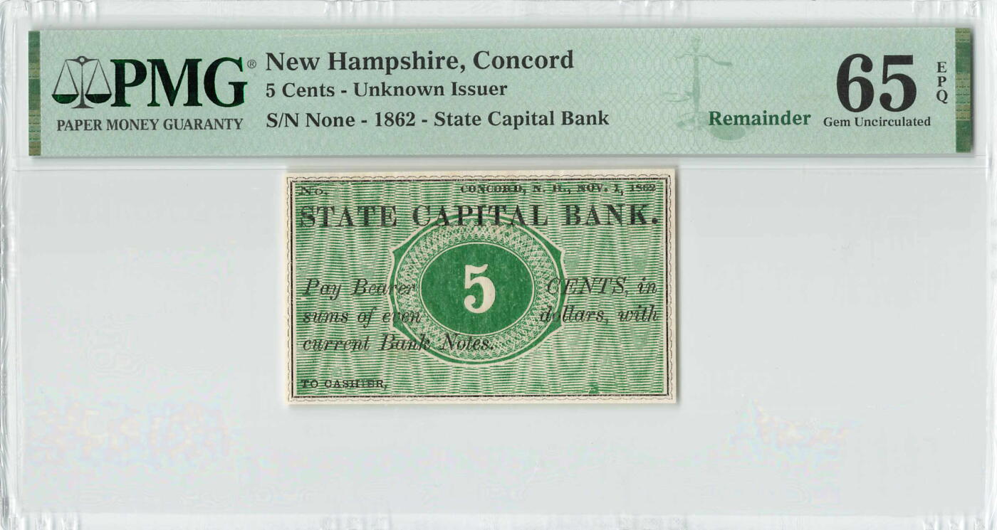 小福收藏拍卖第196期 评级币精选场 本期有68分倒置号布隆迪世界最大纸币 泰国69年10铢纪念钞0A冠百位倒置号  文莱06年500吉令特首年首冠 丹麦经典大松鼠 俄罗斯 玻利维亚 东加勒比 亚美尼亚等多国精美高分珍稀老钞精品纸币 美国 新罕布什尔 康科德 1862年 5分 PMG65 EPQ