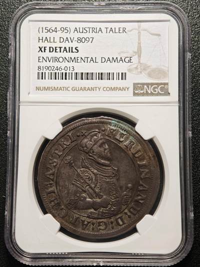 【德藏】世界币章拍卖第155期（拍品征集中~欢迎藏友联系） - 1564-95年 神圣罗马帝国费迪南德泰勒大银币 NGC XF 原味包浆 状态好