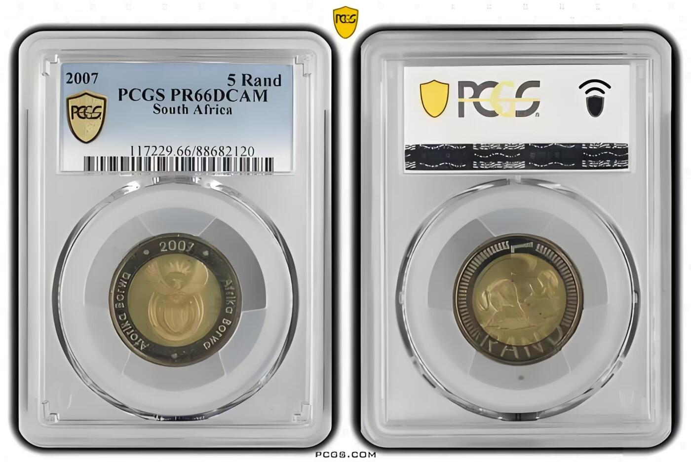 长老汇蛇年精选第七十九场拍卖 南非2007年精制5兰特，PCGS PR 66DCAM，孤品，全网唯一可见